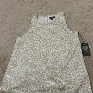 Vance Camuto White Sequin Sleeveless Top